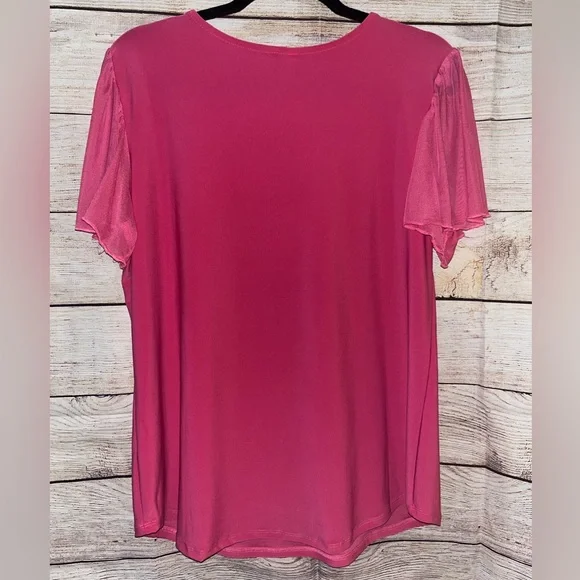 🤎3/$10 NY Collection Fuchsia Blouse Size Large - Picture 5 of 5